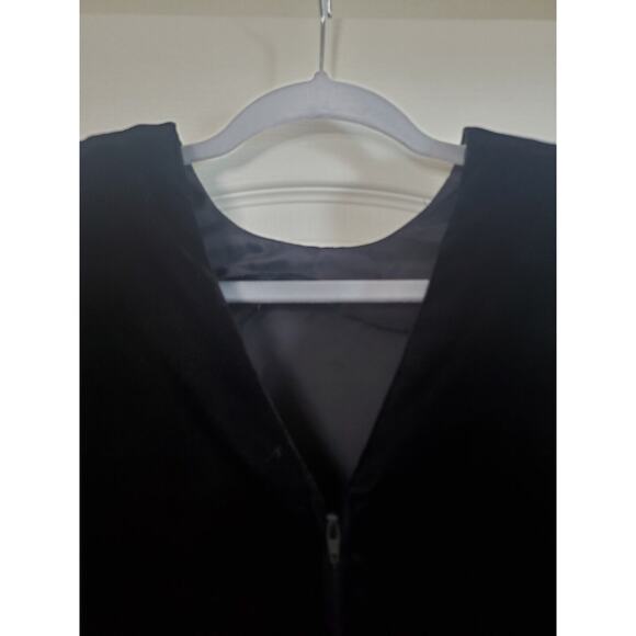 Vintage 80s Formal Black Velvet Drop Waist Tier Ruffled Skirt Midi Dress, Size 8 - Picture 10 of 13